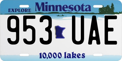 MN license plate 953UAE