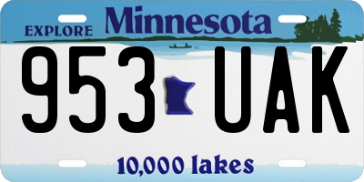 MN license plate 953UAK