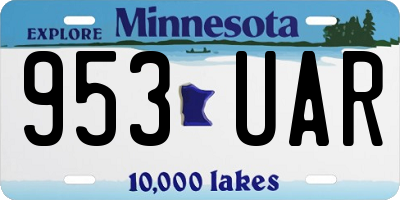 MN license plate 953UAR