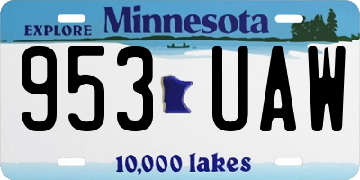 MN license plate 953UAW