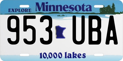 MN license plate 953UBA