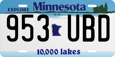 MN license plate 953UBD