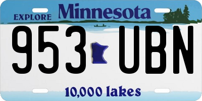 MN license plate 953UBN