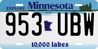 MN license plate 953UBW