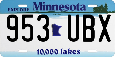 MN license plate 953UBX