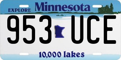 MN license plate 953UCE