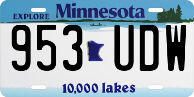 MN license plate 953UDW