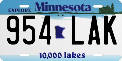 MN license plate 954LAK