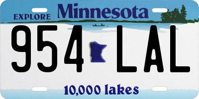 MN license plate 954LAL