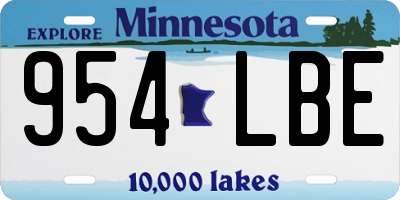 MN license plate 954LBE