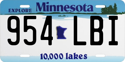 MN license plate 954LBI
