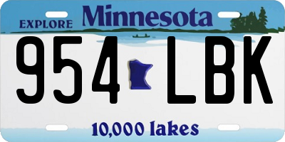 MN license plate 954LBK
