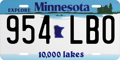 MN license plate 954LBO