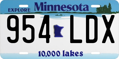 MN license plate 954LDX