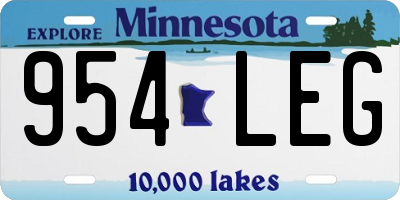 MN license plate 954LEG