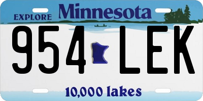 MN license plate 954LEK