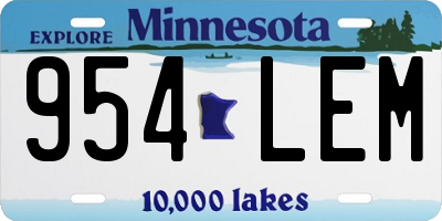MN license plate 954LEM