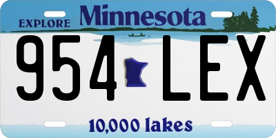 MN license plate 954LEX
