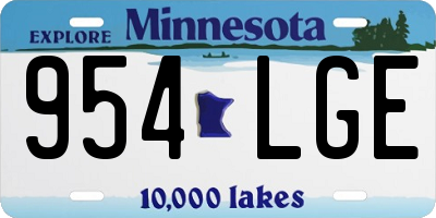 MN license plate 954LGE