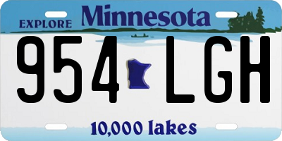 MN license plate 954LGH