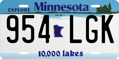 MN license plate 954LGK