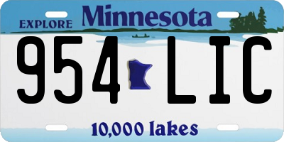 MN license plate 954LIC