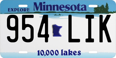 MN license plate 954LIK