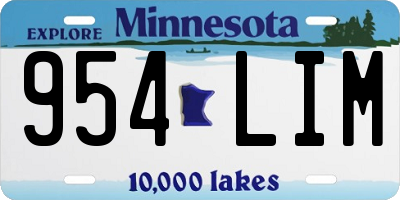 MN license plate 954LIM
