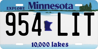 MN license plate 954LIT