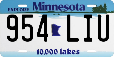 MN license plate 954LIU