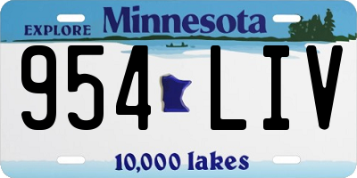 MN license plate 954LIV