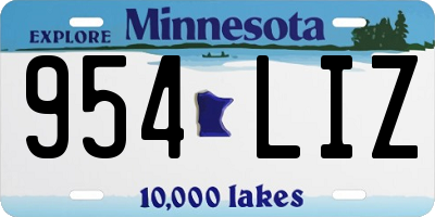 MN license plate 954LIZ
