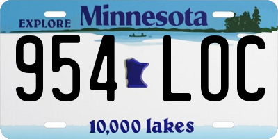 MN license plate 954LOC