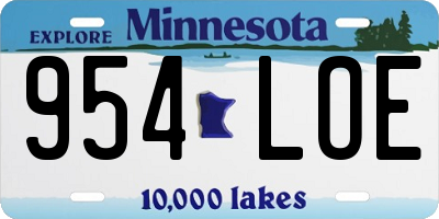 MN license plate 954LOE
