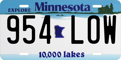 MN license plate 954LOW