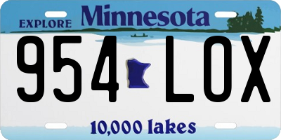 MN license plate 954LOX
