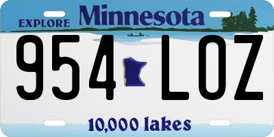 MN license plate 954LOZ
