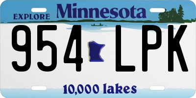 MN license plate 954LPK