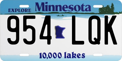 MN license plate 954LQK