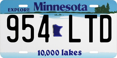 MN license plate 954LTD