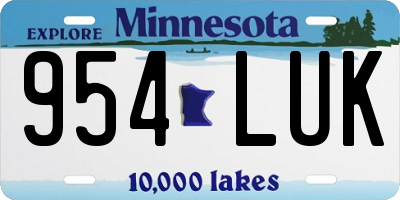MN license plate 954LUK