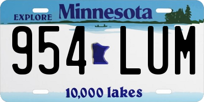 MN license plate 954LUM