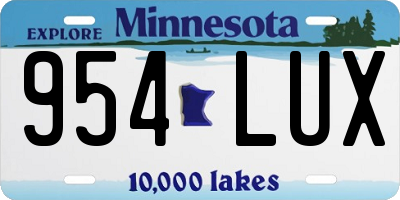MN license plate 954LUX