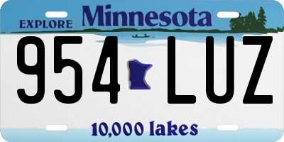 MN license plate 954LUZ