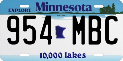 MN license plate 954MBC