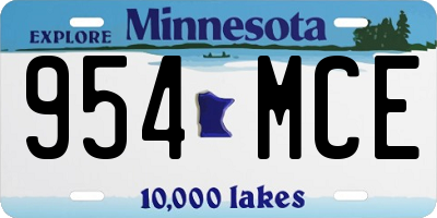 MN license plate 954MCE