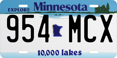 MN license plate 954MCX