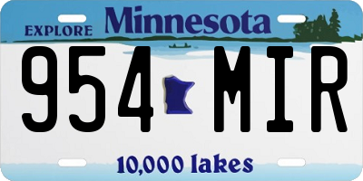 MN license plate 954MIR