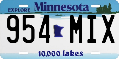 MN license plate 954MIX