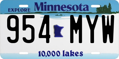 MN license plate 954MYW